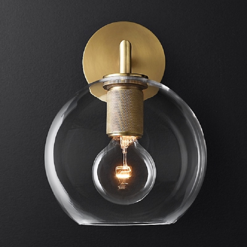 Бра RH Utilitaire Globe Shade Single Sconce Латунь фото 3 Бра RH Utilitaire Globe Shade Single Sconce Латунь фото 3