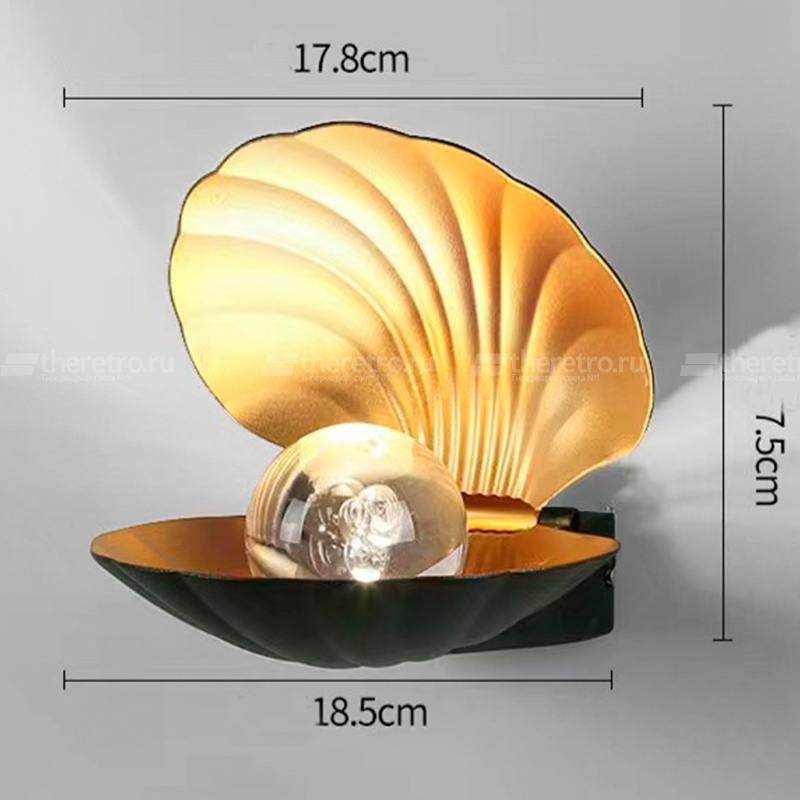 Настенный светильник в виде ракушки SHELL ROUKEYMI Черный фото 2 Настенный светильник в виде ракушки SHELL ROUKEYMI Черный фото 2