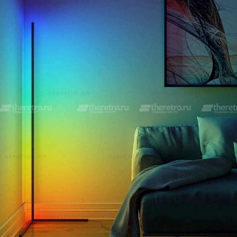 Угловой светодиодный торшер с цветной светодиодной RGB матрицей с разными режимами работы VIEL RGB фото 4 Угловой светодиодный торшер с цветной светодиодной RGB матрицей с разными режимами работы VIEL RGB фото 4