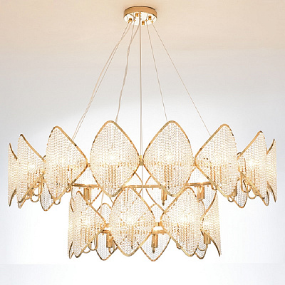 Люстра Ritz Crystall Leaf Chandelier 24 плафонов Золотой фото 3