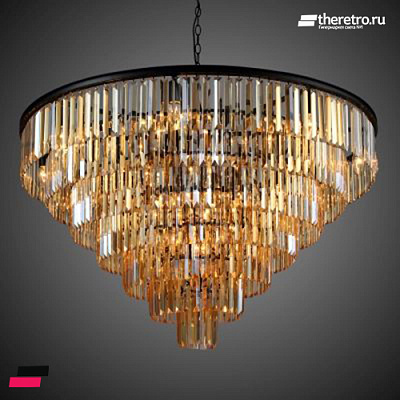 1920s Odeon Glass Fringe Chandelier Smoke (L) - 7 rings Дымчатый фото 9