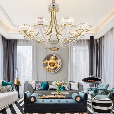 Люстра Ritz Crystall Queen Chandelier 3 плафона Золотой фото 7