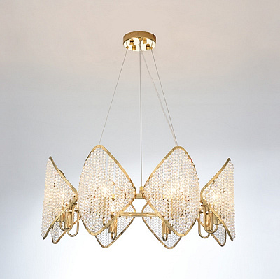 Люстра Ritz Crystall Leaf Chandelier 24 плафонов Золотой фото 7