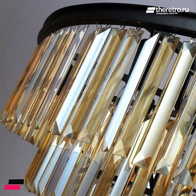 1920s Odeon Glass Fringe Chandelier Smoke (L) - 7 rings Дымчатый фото 7