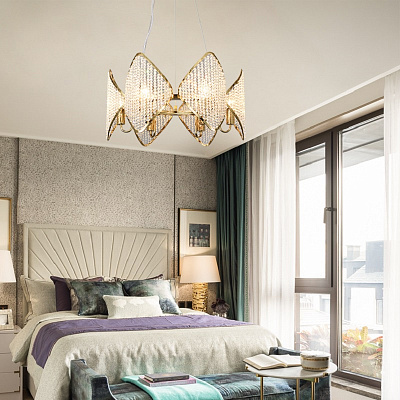 Люстра Ritz Crystall Leaf Chandelier 24 плафонов Золотой фото 15