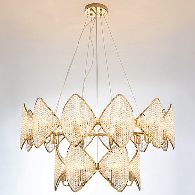 Люстра Ritz Crystall Leaf Chandelier 24 плафонов Золотой фото 4