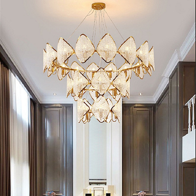 Люстра Ritz Crystall Leaf Chandelier 24 плафонов Золотой фото 14