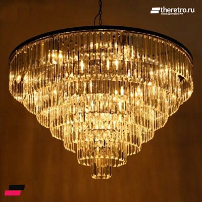 1920s Odeon Glass Fringe Chandelier (L) - 7 rings фото 11