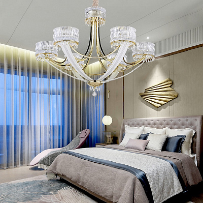 Люстра Ritz Crystall Queen Chandelier 3 плафона Золотой фото 6
