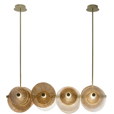 Люстра Ceiling Lamp in Champagne Finish Brass Decorative Glass B фото 3