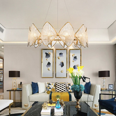 Люстра Ritz Crystall Leaf Chandelier 24 плафонов Золотой фото 18