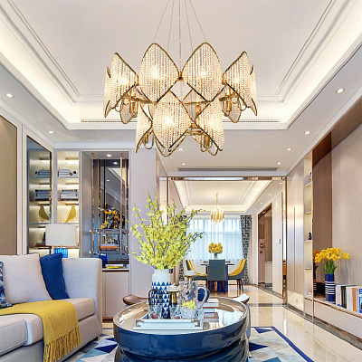 Люстра Ritz Crystall Leaf Chandelier 24 плафонов Золотой фото 17
