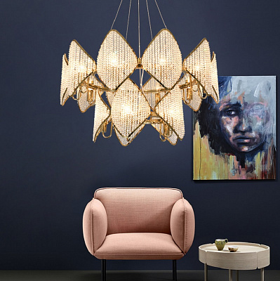 Люстра Ritz Crystall Leaf Chandelier 24 плафонов Золотой фото 19