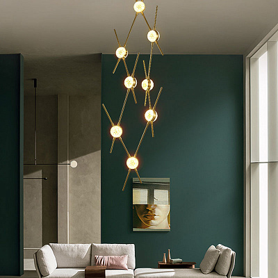 Минималистская светодиодная люстра TRELLIS 3 плафона Вертикаль фото 7