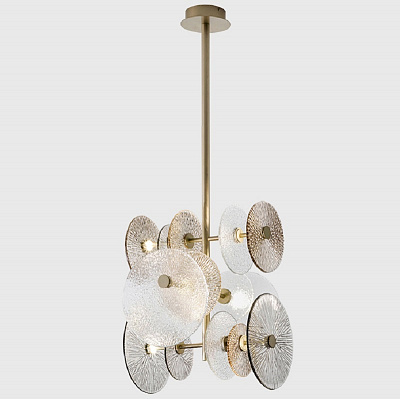 Люстра Ceiling Lamp in Champagne Finish Brass Decorative Glass B фото 7