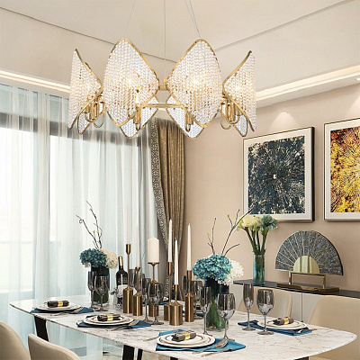 Люстра Ritz Crystall Leaf Chandelier 24 плафонов Золотой фото 16