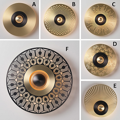 Дизайнерский настенный светильник в виде металлического диска PLANCHET АлюминийF  фото 1