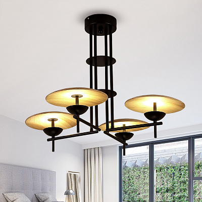 Люстра с деревянными плафонами WOD 4 плафона  фото 12