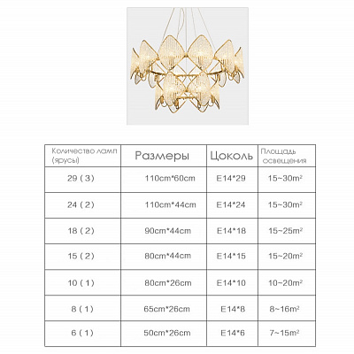 Ritz Crystall Leaf Chandelier фото 6